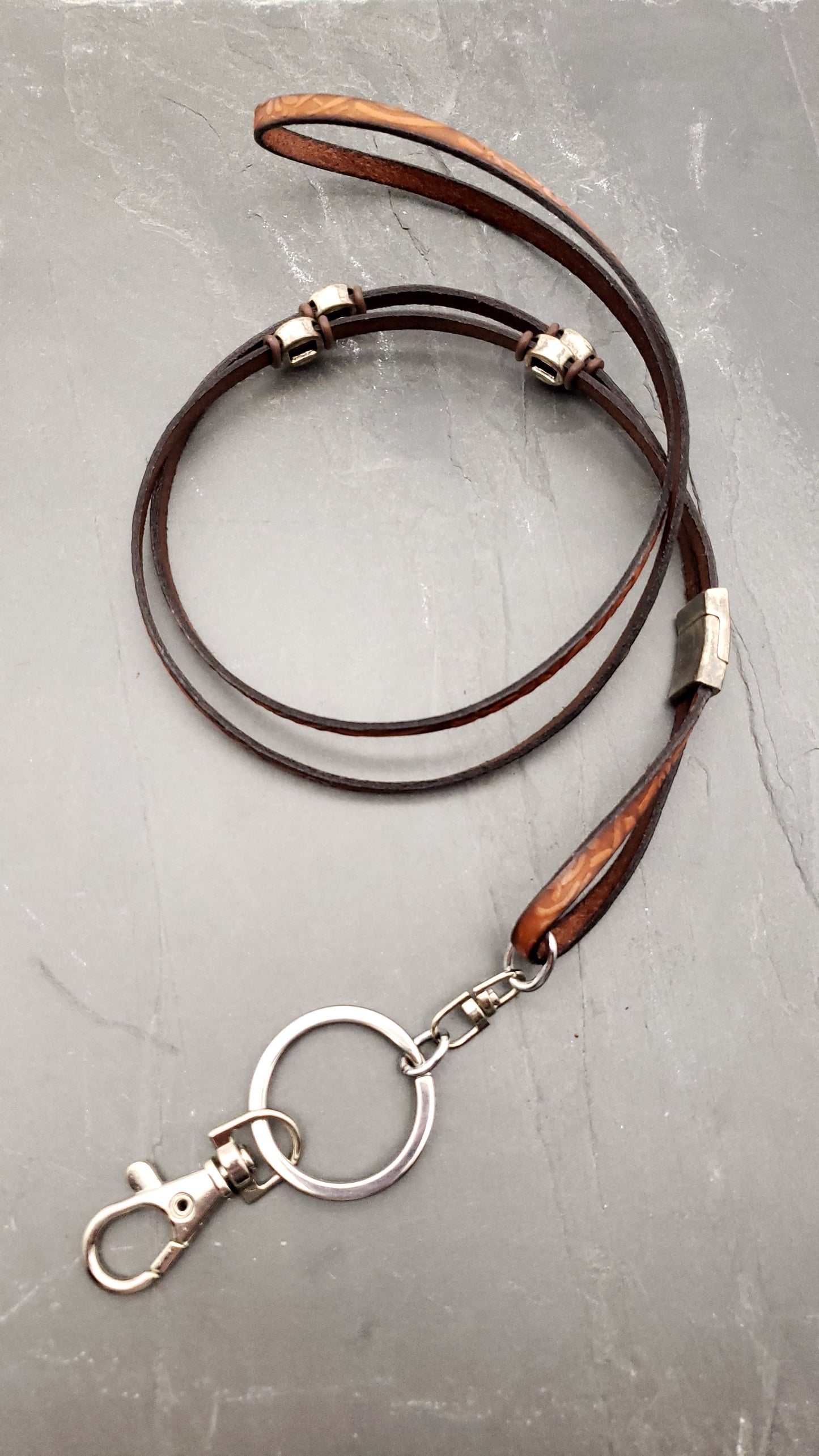 Flat Leather Detach Lanyard