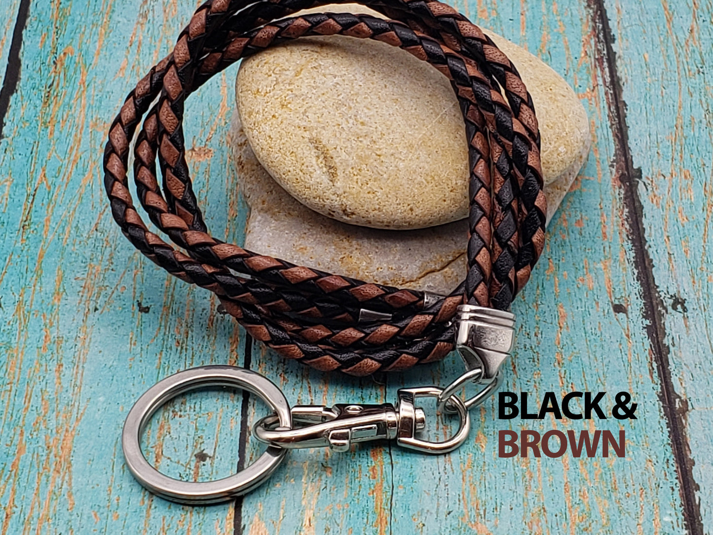 Dual Endcap Leather Lanyard