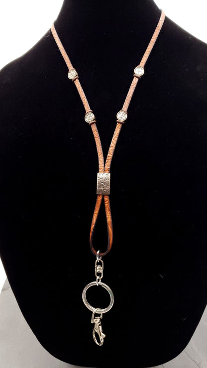 Flat Leather Detach Lanyard