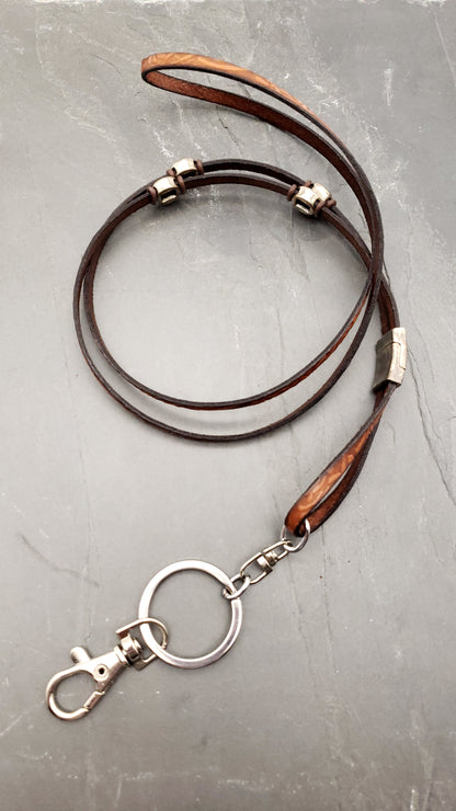Flat Leather Detach Lanyard