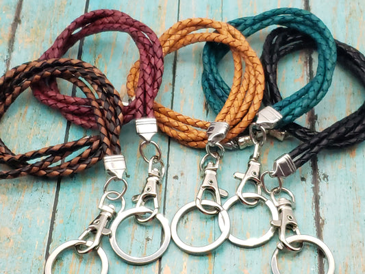 Dual Endcap Leather Lanyard