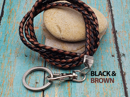 Dual Endcap Leather Lanyard